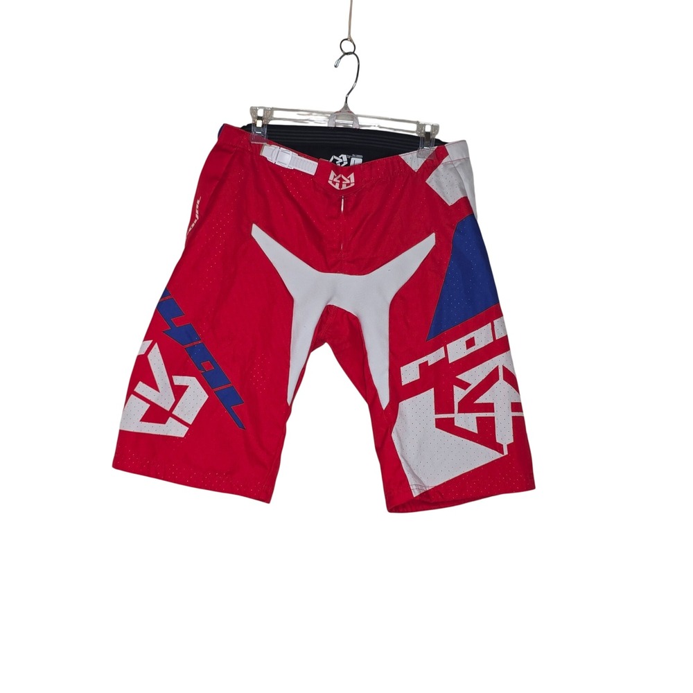 Royal Racing Mens Red White Blue MTB Mountain Bike Shorts SzL Ratchet Waist Rare